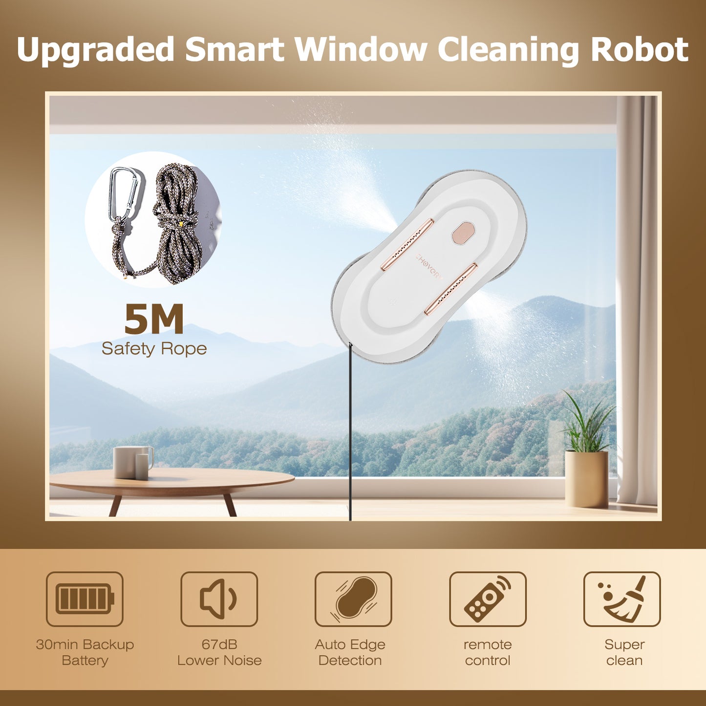 Window Cleaner Robot with Dual Water Spray Window Cleaning Robot Window Cleaner with Automatic Water Spray Window Washer Robot Glass Cleaning Robot 3000Pa Sunction Power